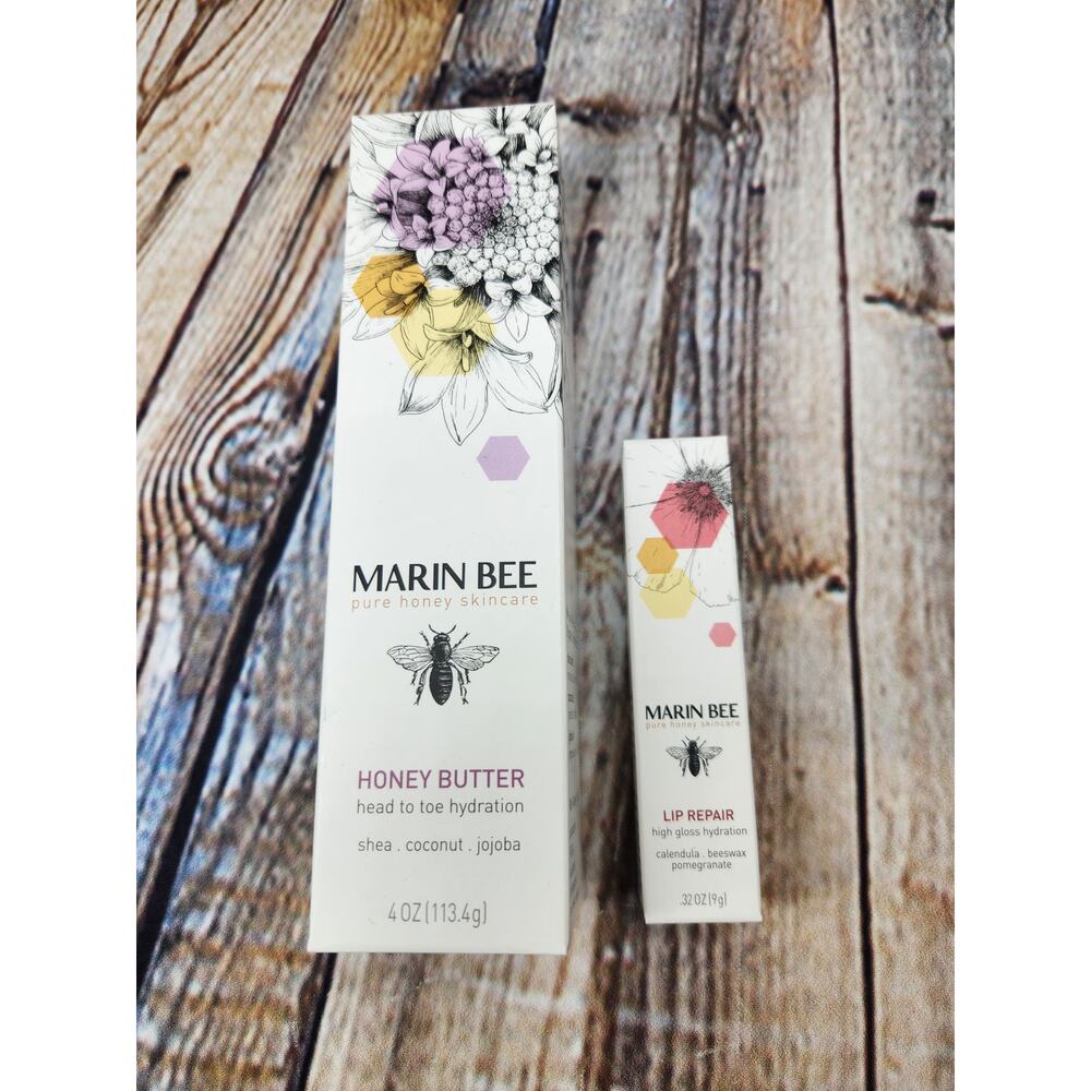 Marin Bee skincare honey butter and lip repair SET NEW 4oz and . 32oz